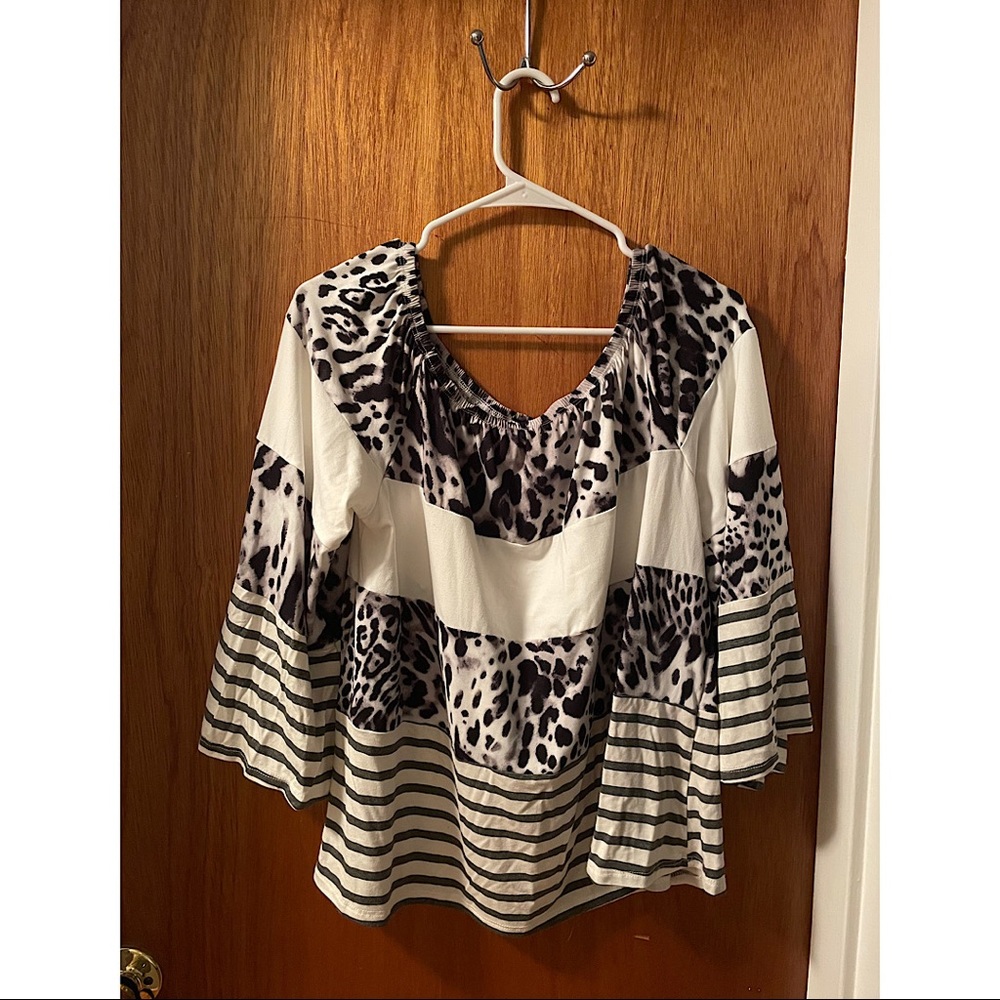 Entro Animal-Print Striped- & Color-Block Top